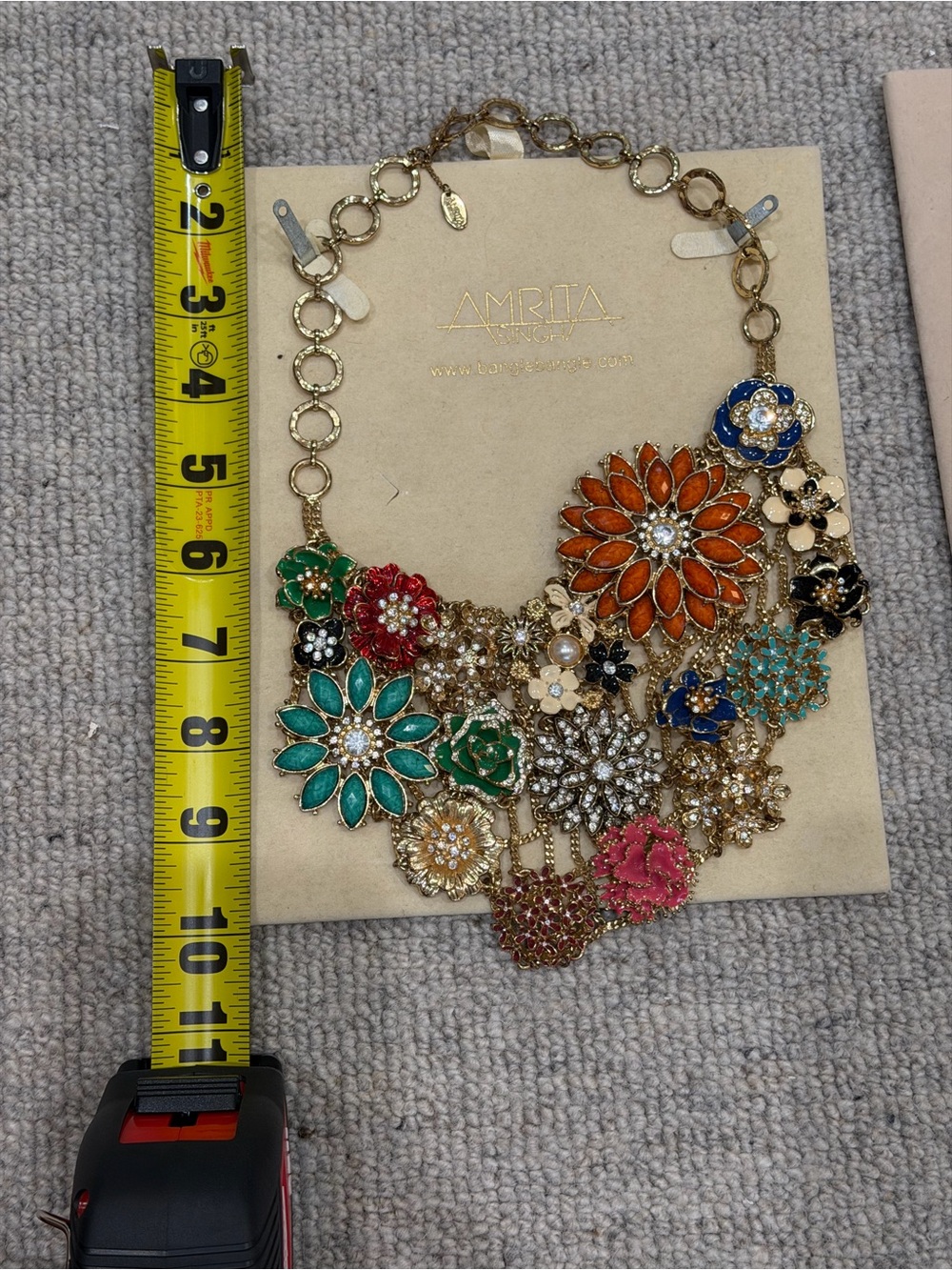 Amrita Singh Multicolor Floral Cluster Necklace - Gold Chain
